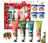 8 Piezas Crema de Manos & Balsamo Labios Navideña, Bálsamo Calmante Reparador, Cuidado Hidratante de Labios, Crema de Manos Nutritiva, Cuidado Hidratante de Labios, para Navidad Fiesta de Cumpleaños