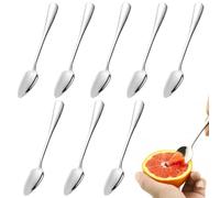 8 Piezas Cuchara de Puré de Fruta, Acero Inoxidable Pomelo Cucharas, Cuchara de Fruta, Cuchara de Postre, Cuchara con Bordes Dentados para Cavar Naranja, Manzana, Kiwi, Papaya, Helado, Pulpa de Fruta