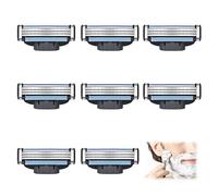 8 Piezas Cuchillas de Afeitar, Hojas de Afeitar Turbo Cuchilla de Recambio Cuchilla Manuales 3 Cuchillas Profesional Laminas de Barbear con Doble Tira de Lubricación para Padre Novio Diario Recargas