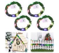 8 piezas de accesorios de Wichtelhaus, guirnalda de luces para casa de muñecas, minicadena de luces LED, 168 cm, guirnalda de ratán artificial, accesorios de glorieta, decoración navideña, cadena de