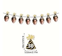8 piezas de banner personalizado con foto y edad, con corona dorada y cinta rosa - Ideal para y aniversarios a los 18, 21, 30, 40, 50 y