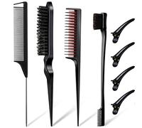 8 Piezas de Cepillo de Borde Peine de Peinar con Pinza Peine de Peinar Pelo de Aseo Cepillo de Bordes Dobles de Peinar Cepillo de Pelo de Cerda Negra Esponjosa Peine de Cola Rata Resistente