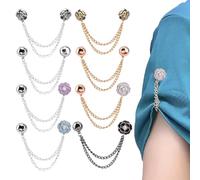 8 Piezas de Clip Magnético para Ropa con Diseño de Camelia y Cadena, Broches Imantados sin Agujas para Escotes, Hijabs y Bajos de Pantalón, Accesorios Multifunción