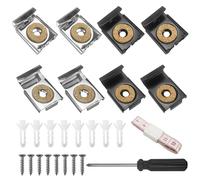 8 Piezas de Clips de Espejo Sin Marco, Soporte Espejo Pared Clips Colgar Espejo de Metal,Soportes Espejos Pared Fijación con Resorte,Soportes Fijación de Espejos con Tacos y Tornillos