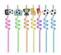 8 piezas de decoraciones de fiesta de cumpleaños de fútbol, regalos de fiesta de fútbol, pajitas decorativas de fútbol, decoraciones de fiesta de bricolaje, ideales para cumpleaños infantiles, fiestas