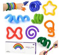 8 Piezas de Fidget Barra de Juguetes de Silicona con Sensor, Fidget Toys Set de Cuerdas de Viaje para Niños de 3 años y Adultos, para el TDAH, Autismo, Aliviar la Ansiedad y el Estrés