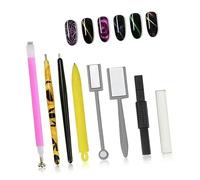 8 piezas de herramientas de arte de uñas magnéticas DIY Magic 3D Magnetic Stick Set Uso con polvo de ojo de gato o esmalte de uñas - Lápiz magnético ojo de gato
