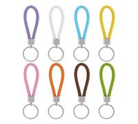 8 Piezas De Llavero Trenzado Colorido, Llavero De Cuero PU, Llavero Creativo, Llavero De Regalo, Llavero Duradero.
