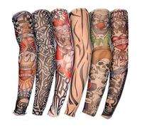 8 piezas de mangas de tatuaje temporal falso, mangas de brazo, mangas de mano elásticas con protector solar para exteriores, tatuajes de moda neutrales, adecuados para festivales