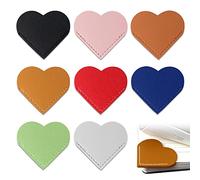 8 piezas de marcadores de cuero en forma de corazón, soporte para marcadores retro simple, accesorios de lectura portátiles, adecuados para fanáticos de los libros (8 colores)