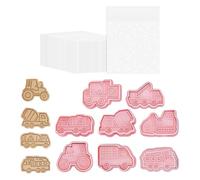 8 piezas de moldes para vehículos de ingeniería, 100 piezas de bolsas de galletas, moldes para galletas de vehículos de ingeniería, moldes tridimensionales 3D, moldes para cortar galletas