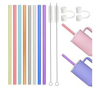 8 Piezas de Pajitas Reutilizables, Pajitas Plástico, Pajitas Bubble Tea, Pajitas de Silicona Ecológicas sin BPA Multicolor con Cepillo Limpiador para Múltiples Bebidas (30cm)