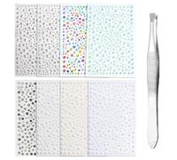 8 piezas de pegatinas de diamantes para las comisuras de los ojos, 1 pieza de pinzas, pegatinas para la cara, diamantes en la cara, gemas en la cara, diamantes en el cabello pegados