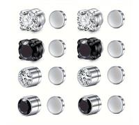 8 Piezas de Pendientes Falsos de Acero Inoxidable 304, Juego de Pendientes Magnéticos para Hombres y Mujeres, Sin Necesidad de Perforación, Clips para Orejas de 6mm, Joyería Decorativa