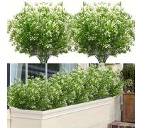8 piezas de plantas y flores artificiales para exteriores, plantas falsas para exteriores, arbustos artificiales, arreglos florales de plástico para exteriores y para exteriores