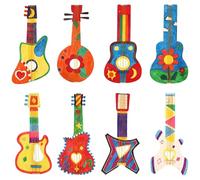 8 piezas de recortes de guitarra de madera para niños de 11.9 x 5.7 pulgadas, recortes de madera sin terminar, manualidades de guitarra para pintar instrumentos musicales de bambú, guitarras de