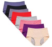 8 piezas de ropa interior menstrual para mujeres, pantalones de incontinencia lavables, secos y seguros con control de olores con entrepierna a prueba de fugas,Negro,7XL