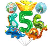 8 Piezas Decoración Cumpleaños Dinosaurios 5 Años, Globos Dinosaurios 5 Años, Globos Verdes Dino, Globos Animales, para Fiesta Dinosaurios Jungla Niños