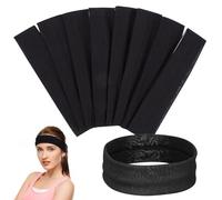 8 Piezas Diadema Deportiva Sudor Negra, Elástica, Fibra Sintética | Bandas Deportivas Cabello, Cintas Pelo Deportivas Mujer, Cinta para Cabeza Deporte, Uso Exterior