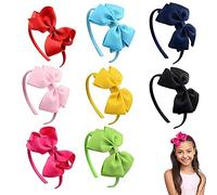 8 Piezas Diademas con Lazo para Niñas, Diadema con Lazo, Cintas para El Cabello con Lazo para Niñas, Diadema para Niñas, para Niñas y Bebés, Multicolor