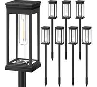 8 piezas en Lights - Iluminación ecológica de paisaje al aire libre, fácil instalación, lámparas de camino para patios, jardines, decoración impermeable, luces de noche alimentadas por energía solar