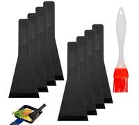 8 Piezas Espátulas para Raclette de Nylon, 13,5 cm, Negro | Deslizadores Raclette con 1 Cepillo de Silicona, para Utensilios Cocina Antiadherentes Plato Gourmet Sartén Espátula