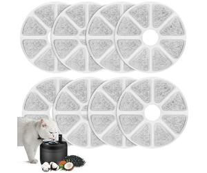 8 Piezas Filtros Fuente Gatos, Filtro Fuente para Gatos para Philips Pet Series de Carbón Activado, Reemplazo de Filtro Bebedero Fuentes, Filtros para Fuentes de Agua Gatos Redondo de Repuesto