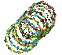 8 Piezas Flor Diadema Corona Venda,Corona de Flores,Guirnalda Floral del Pelo,Accesorios para Cabello,Cinta para Cabello,Tocado Bohemio Multicolor para Mujeres Nino Boda Novia Cumpleaños Fiesta