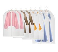 8 Piezas Fundas de Ropa 60 x 140/120/100/80cm Protector de Ropa Transpirable Colgante Funda Antipolvo Plegable con Cremallera Impermeable con Humedad Impermeable Humedad, para Trajes,Vestidos