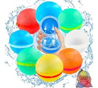8 Piezas Globos de Agua Reutilizables, Gozuein Bolas Bombas Agua de Silicona, Bolas de Salpicaduras de Bomba de Agua, Juguetes de Verano Aptos para Exteriores, Piscina, Playa y Fiestas Acuáticas