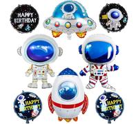 8 Piezas Globos Espaciales, Globos de Astronauta Globo Helio Cohete Globo Nave Espacial, Globos Espacio, Globos Helio Espacio para Niños Cumpleaños Espacio Tema Fiesta (C)