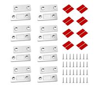 8 Piezas Iman Puerta Armario, Cierre Magnético Puerta, Imán Ultra Delgado para Puerta Armario con Adhesivo de Doble Cara y Tornillos de Montaje, Pestillo Magnético Fuerte para Cocina Cajón Guardarropa