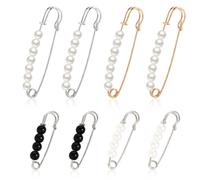 8 Piezas Imperdibles Grandes Broches Ropa, 4 Tamaños Broches para Ropa de Pearl de Moda para Accesorios de Ropa, Clips para Pantalones(Oro Plata Negro)