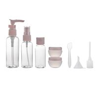 8 Piezas Juego de Botellas de Loción de 50ml, Plástico Rosa | Pulverizador, Gotero y Embudo Incluidos, Formato Ligero para Viaje y Organización de Aseo