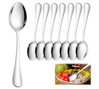8 Piezas Juego de Cucharas de Acero Inoxidable, 19 cm Cucharas de Sopa, Aptas para Lavavajillas, Plateado Cuchara Grandes, Pulidas a Espejo, Cuchara de Mesa para Casa, Fiestas, Restaurantes
