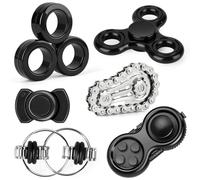 8 Piezas Juguete Fidget para Adultos y jóvenes - Metallische magnetische Schieber&Spinner para Clase, Stress und Angst Set de Juguetes de Anillo sensorial Adecuado para el Autismo y el TDAH