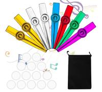 8 Piezas Kazoo Instrumento Metal Kazoo Niños con 16 Membranas para Regalos de Fiesta Flauta Nariz para Instrumentos Musicales, Ukelele, Guitarras, Compañeros