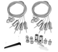 8 Piezas kit Alambre Colgante de Acero Inoxidable, 1,5 MM X 1 M, Soporte Lampara Techo Cable Acero Plastificado, Kit de Suspensión para Paneles LED para Techo, Lámpara Colgante, Colgar Cuadros