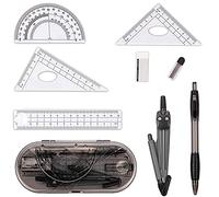 8 Piezas Kit de Geometría, Brújula Papelería de Examen Estuche, con Lápiz, Borrador, Cuadrado, Brújula, Núcleo de Plomo, para Dibujo, Medición, Modelo Matemático, Herramienta de Aprendizaje