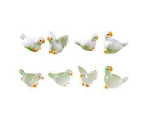 8 Piezas Lindo Adorno de Palomas en Miniatura que Brilla en la Oscuridad Pequeña Estatua de Resina para Estante Escritorio Macetas Jardín Decoración de Paisaje Palomas de Resina Adorno Luminoso