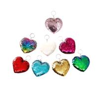 8 piezas Llavero Colgante de Lentejuelas Corazón 9x8x0,8cm, charm | Tela y Metal, Doble Cara Brillante, para Llaves, Carteras, Decoración Móvil y Regalos de Fiesta Color Aleatorio