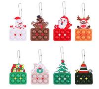 8 Piezas Llaveros Navideños, Pop It Fidget Toy Mini Llavero Burbuja, Llaveros de Navidad Llaveros Pop It Niño, Pop Bubble Sensory Fidget Toys, Juguetes Antiestrés para Niños y Adultos