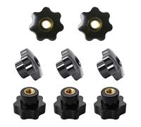 8 Piezas M12 Perillas de Estrella, Rosca Hembra Perilla de Sujeció, Negro Forma Estrella Cabeza Perilla de Sujeción Perilla, para Equipos Mecánicos, Decoración de Muebles, M12 x 50 mm