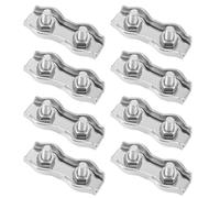 8 Piezas M3 Abrazadera de Cable de Acero Inoxidable, Abrazadera de Cable Dúplex, Doble Clip de Cuerdas, Abrazadera de Sujeción de Cable de Freno, Clip de Cuerdas de Alambre, Para Tendederos