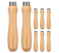 8 Piezas Mango de Lima de Madera para Herramientas, Orificio 5 MM | Repuesto Beige Collar Metálico, Diseño Redondo, Taller y Bricolaje