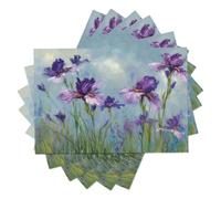 8 Piezas Manteles Individuales Prado De Iris Azul Grisáceo 30X45 Cm Mantel Individual Lino Lavables Resistentes Al Calor Pintura Al Óleo Abstracta Salvamanteles Individuales para Comedor