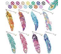 8 Piezas Marcapáginas de pintura de diamante,con Colgante de Cristal,5D marcapáginas para niños,Juego de manualidades para niñas 7, 8, 9, 10,11,12años Niños, Adultos