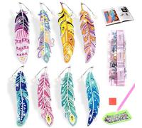 8 Piezas Marcapáginas Pintura Diamante, Marcapáginas de Pintura de Diamantes, Marcapaginas Diamante con Colgante de Cristal, Bonito Marcapáginas para Niños, Niñas, Profesores, Estudiantes, Bibliófilos