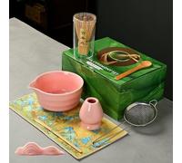 8 Piezas Matcha Whisk Bamboo, Matcha Making Set, Matcha Starter Set, Incluso Batidor De Matcha,Cuchara De Bambú,Tazón Para Matcha Con Pico,Batidor De Té,Tamiz Para Matcha (Rosa)