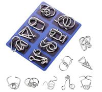 8 Piezas Metal Wire Puzzle Logic Brain Teaser Set - Metal Ring IQPuzzles Difficult Games - Ideal Intelligence Toys Gift for Kids and Adults, con de Transporte